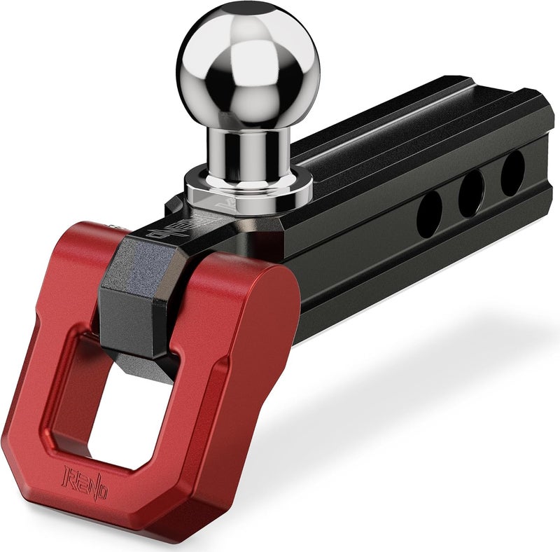 Reno Trailer Hitch, Aluminum Tow Hitch Compatible with 2 inch Receiver Hitch with 2" Ball Mount Fits 3/4" D-Ring Shackle or Soft Shackle - 6,000 LBS GTW (1 Pack, Red) - Image 1